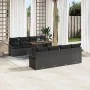 Set de 9 Piezas de Sofá de Jardín con Cojines Negro de Ratán Poliéster Acacia | Foro24.es | Tu tienda online para hogar, jardín y más Foro24.es