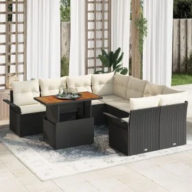 Set de Sofá de Jardín de 9 Piezas con Cojines
