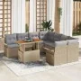 Conjunto de Sofá de Jardín de 9 Piezas con Cojines Beige Poliratán Acacia | Foro24.es | Tu tienda online para hogar, jardín y más Foro24.es