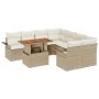 Conjunto de Sofá de Jardín de 9 Piezas con Cojines Beige Ratán Poliuretano by , Outdoor sofas - Ref: Foro24-3349315, Price: 6...