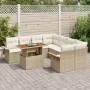 Conjunto de Sofá de Jardín de 9 Piezas con Cojines Beige Ratán Poliuretano by , Outdoor sofas - Ref: Foro24-3349315, Price: 6...