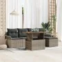 Set de Comedor de Jardín de 6 Piezas con Cojines Gris Poliratán Acacia de de , Sofás de exterior - Ref: Foro24-3349320, Preci...