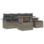 Set de Comedor de Jardín de 6 Piezas con Cojines Gris Poliratán Acacia de de , Sofás de exterior - Ref: Foro24-3349320, Preci...