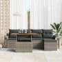 Set de Comedor de Jardín de 6 Piezas con Cojines Gris Poliratán Acacia de de , Sofás de exterior - Ref: Foro24-3349320, Preci...