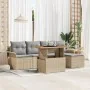 Juego de Comedor de Jardín de 6 piezas con Cojines Beige Ratán Poli Acacia | Foro24.es | Tu tienda online para hogar, jardín y más Foro24.es