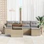 Juego de Comedor de Jardín de 6 piezas con Cojines Beige Ratán Poli Acacia | Foro24.es | Tu tienda online para hogar, jardín y más Foro24.es