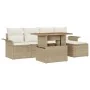 Conjunto de Comedor de Jardín de 6 Piezas con Cojines Beige Ratán Poliéster Acacia by , Outdoor sofas - Ref: Foro24-3349322, ...