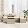 Conjunto de Comedor de Jardín de 6 Piezas con Cojines Beige Ratán Poliéster Acacia by , Outdoor sofas - Ref: Foro24-3349322, ...