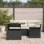 Conjunto de comedor de jardín de 5 piezas con cojines Ratán Negro Acacia de , Sofás de exterior - Ref: Foro24-3349326, Precio...