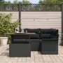 Conjunto de Comedor de Jardín de 5 piezas con cojines Negros de Poliratán y Acacia von , Outdoor-Sofas - Ref: Foro24-3349330,...