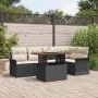 Conjunto de Comedor de Jardín de 6 Piezas con Cojines Negro Ratán Polimérico Acacia | Foro24.es | Tu tienda online para hogar, jardín y más Foro24.es