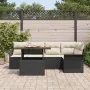 Conjunto de Comedor de Jardín de 6 Piezas con Cojines Negro Ratán Polimérico Acacia | Foro24.es | Tu tienda online para hogar, jardín y más Foro24.es