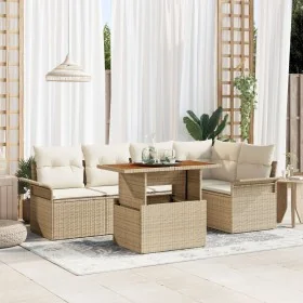 Set de comedor de jardín de 6 piezas con cojines