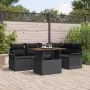 Conjunto de Comedor de Jardín de 6 Piezas con Cojines Negro de Poliratán Acacia by , Outdoor sofas - Ref: Foro24-3349337, Pri...