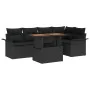 Conjunto de Comedor de Jardín de 6 Piezas con Cojines Negro de Poliratán Acacia by , Outdoor sofas - Ref: Foro24-3349337, Pri...