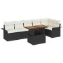 Juego de Comedor de Jardín de 7 Piezas con Cojines Negro Ratán Sintético Acacia | Foro24.es | Tu tienda online para hogar, jardín y más Foro24.es