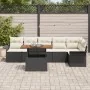 Juego de Comedor de Jardín de 7 Piezas con Cojines Negro Ratán Sintético Acacia | Foro24.es | Tu tienda online para hogar, jardín y más Foro24.es