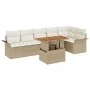 Conjunto de comedor de jardín de 7 piezas con cojines beige ratán poliéster acacia by , Outdoor sofas - Ref: Foro24-3349343, ...
