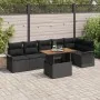 Conjunto de Comedor de Jardín de 7 Piezas con Cojines Negro Ratán Polietileno Acacia by , Outdoor sofas - Ref: Foro24-3349344...