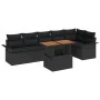 Conjunto de Comedor de Jardín de 7 Piezas con Cojines Negro Ratán Polietileno Acacia by , Outdoor sofas - Ref: Foro24-3349344...