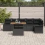 Conjunto de Comedor de Jardín de 7 Piezas con Cojines Negro Ratán Polietileno Acacia by , Outdoor sofas - Ref: Foro24-3349344...