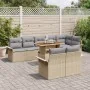 Juego de Comedor de Jardín de 9 Piezas con Cojines Beige Ratán Sintético Acacia von , Outdoor-Sofas - Ref: Foro24-3349349, Pr...