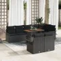 Conjunto de Comedor de Jardín de 9 Piezas con Cojines Negro Poliratán Acacia von , Outdoor-Sofas - Ref: Foro24-3349351, Preis...