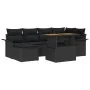 Conjunto de Comedor de Jardín de 7 Piezas con Cojines Negro Polirratán Acacia de , Sofás de exterior - Ref: Foro24-3349358, P...