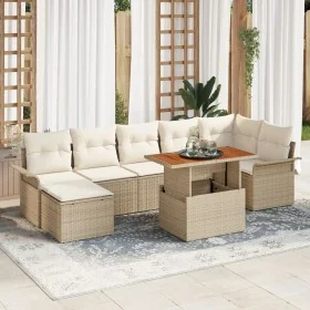 Juego de Comedor de Jardín de 8 Piezas con Cojines Beige Ratán Sintético Acacia by , Outdoor sofas - Ref: Foro24-3349364, Pri...