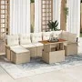 Juego de Comedor de Jardín de 8 Piezas con Cojines Beige Ratán Sintético Acacia de , Sofás de exterior - Ref: Foro24-3349364,...