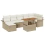 Juego de Comedor de Jardín de 8 Piezas con Cojines Beige Ratán Sintético Acacia de , Sofás de exterior - Ref: Foro24-3349364,...