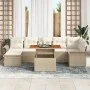 Juego de Comedor de Jardín de 8 Piezas con Cojines Beige Ratán Sintético Acacia de , Sofás de exterior - Ref: Foro24-3349364,...