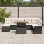 Conjunto de Comedor de Jardín de 9 Piezas con Cojines Negro Poliratán Acacia | Foro24.es | Tu tienda online para hogar, jardín y más Foro24.es