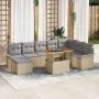 Conjunto de Comedor Jardín de 9 Piezas con Cojines Beige Ratán Poliéster Acacia | Foro24.es | Tu tienda online para hogar, jardín y más Foro24.es