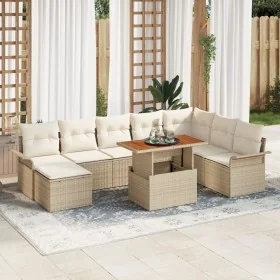 Conjunto de 9 Piezas de Comedor de Jardín con Cojines Beige de Poliratán Acacia by , Outdoor sofas - Ref: Foro24-3349371, Pri...