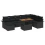 Conjunto de Comedor de Jardín de 9 Piezas con Cojines Negro Ratan Poliéster Acacia de , Sofás de exterior - Ref: Foro24-33493...
