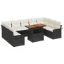 Juego de Comedor de Jardín de 10 Piezas con Cojines Negro Poliratán Acacia de , Sofás de exterior - Ref: Foro24-3349375, Prec...