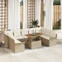 Conjunto de comedor de jardín de 10 piezas con cojines Beige Ratán Poliéster by , Outdoor sofas - Ref: Foro24-3349378, Price:...