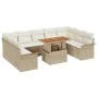 Conjunto de comedor de jardín de 10 piezas con cojines Beige Ratán Poliéster by , Outdoor sofas - Ref: Foro24-3349378, Price:...