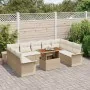 Conjunto de comedor de jardín de 10 piezas con cojines Beige Ratán Poliéster by , Outdoor sofas - Ref: Foro24-3349378, Price:...