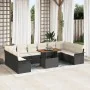 Conjunto de Comedor de Jardín de 11 Piezas con Cojines Mimbre Negro Poliratán Acacia by , Outdoor sofas - Ref: Foro24-3349382...