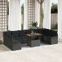 Juego de Comedor de Jardín de 11 Piezas con Cojines Negro Poliratán Acacia von , Outdoor-Sofas - Ref: Foro24-3349386, Preis: ...