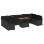 Juego de Comedor de Jardín de 11 Piezas con Cojines Negro Poliratán Acacia von , Outdoor-Sofas - Ref: Foro24-3349386, Preis: ...