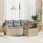 Set de Comedor de Jardín de 5 Piezas con Cojines Beige Poliratán Acacia by , Outdoor sofas - Ref: Foro24-3349517, Price: 367,...