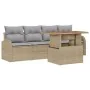 Set de Comedor de Jardín de 5 Piezas con Cojines Beige Poliratán Acacia by , Outdoor sofas - Ref: Foro24-3349517, Price: 367,...