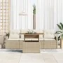 Juego de Comedor de Jardín de 5 Piezas con Cojines Beige Ratán Poliacacia by , Outdoor sofas - Ref: Foro24-3349518, Price: 38...