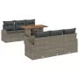 Juego de Comedor de Jardín de 7 Piezas con Cojines Gris Ratán Poliéster Acacia | Foro24.es | Tu tienda online para hogar, jardín y más Foro24.es