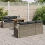 Juego de Comedor de Jardín de 7 Piezas con Cojines Gris Ratán Poliéster Acacia | Foro24.es | Tu tienda online para hogar, jardín y más Foro24.es