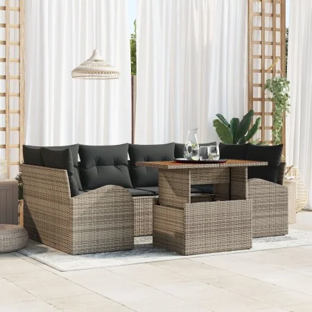 Juego de Sofá de Jardín Set de 7 Gris, Negro Aluminio, Olefina von , Outdoor-Sofas - Ref: Foro24-3349537, Preis: 488,67 €, Ra...