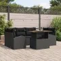 Juego de Comedor de Jardín de 7 Piezas con Cojines Negro de Ratán Poliéster von , Outdoor-Sofas - Ref: Foro24-3349540, Preis:...